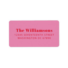 Bold Pink Red Typography Custom Return Address Label