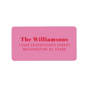 Bold Pink Red Typography Custom Return Address Label