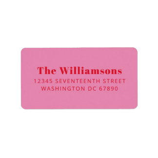 Bold Pink Red Typography Custom Return Address Label