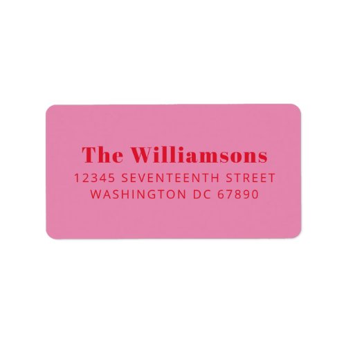 Bold Pink Red Typography Custom Return Address Label