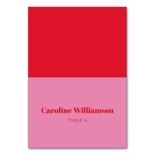 Bold Pink Red Typography Custom Table Place Card