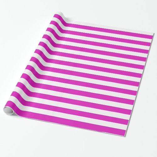 Bold Pink Stripes on Custom Color Wrapping Paper