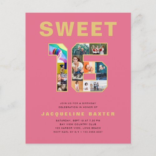 Bold Pink Sweet 16 Birthday Photo  Flyer