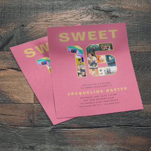 Bold Pink Sweet 16 Birthday Photo Flyer