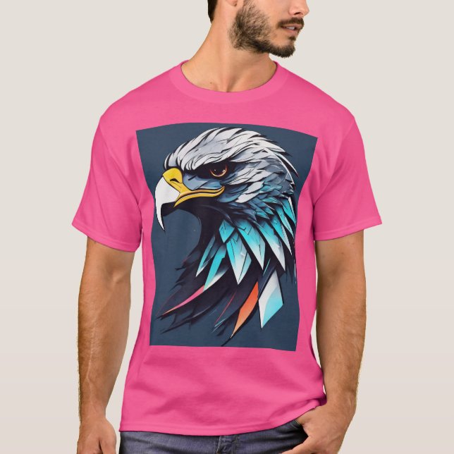 Bold Pink T-Shirt with Vibrant Eagle Graphic (Front)