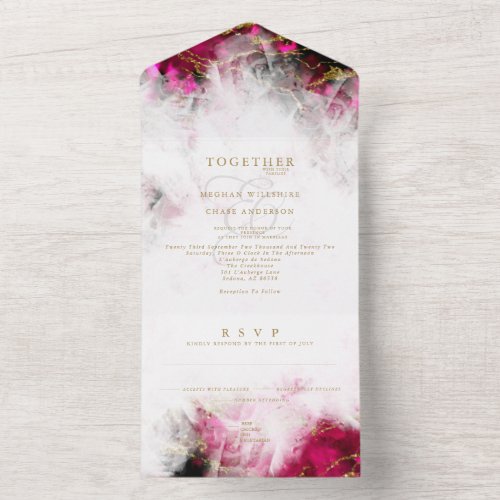 Bold Pink Tourmaline and Crystal Geode All In One Invitation