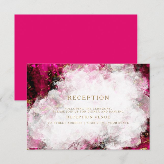 Bold Pink Tourmaline and Crystal Geode Invitation (Front/Back)