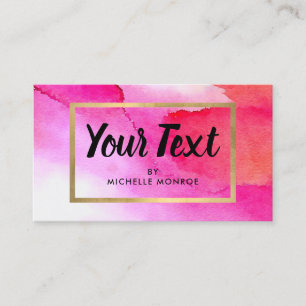 Bold Pink Watercolors Beauty, Makeup Artist Business Card