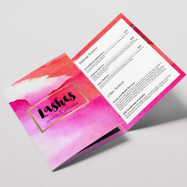 Bold Pink Watercolors Lash Extensions Brochure (Creator Uploaded)