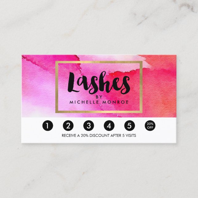 Bold Pink Watercolors Lash Extensions Loyalty (Front)