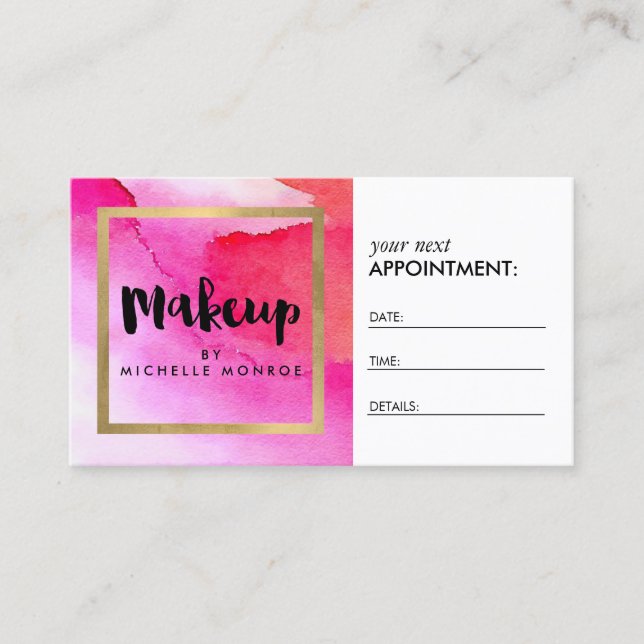 Bold Pink Watercolors Makeup Artist Appointment (Front)
