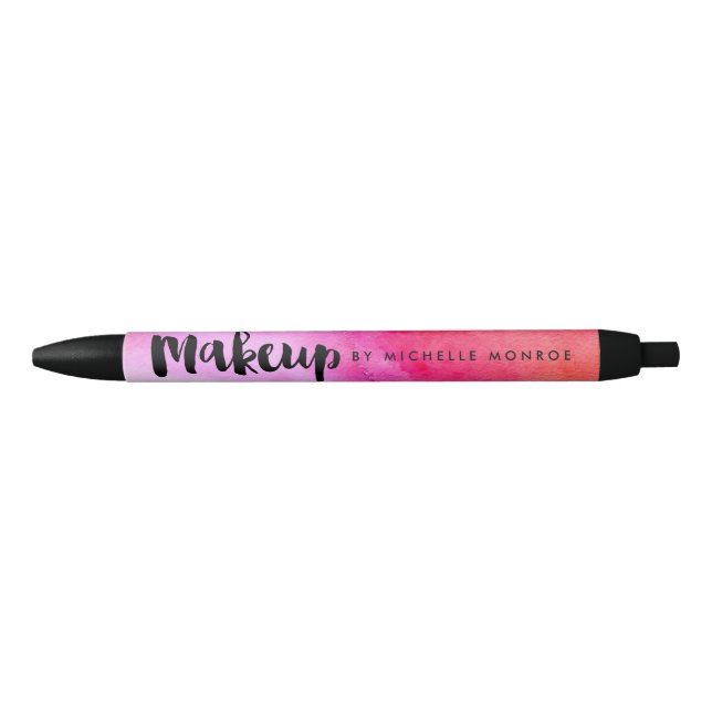 Bold Pink Watercolors Makeup Artist Personalized Pen (Front)