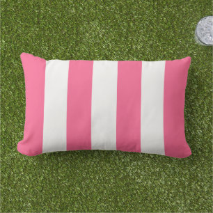 Bold Pink White Wide Cabana Stripe Lumbar Pillow