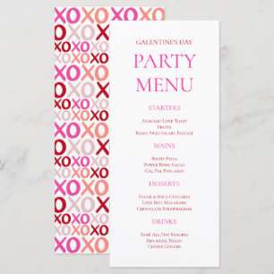 Bold Pink XOXO Girls Night Galentine's Day Party Menu