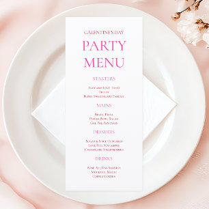 Bold Pink XOXO Girls Night Galentine's Day Party Menu