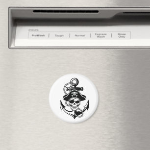Bold Pirate Skull and Anchor – Nautical Design Magnet