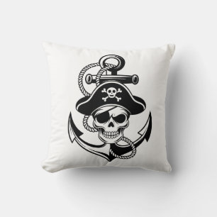 Bold Pirate Skull and Anchor – Nautical Design Throw Pillow