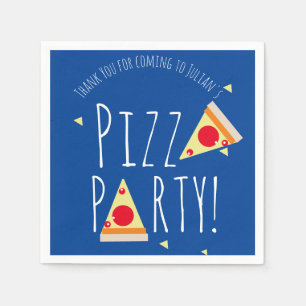 Bold Pizza Birthday Party Restaurant Blue Napkins