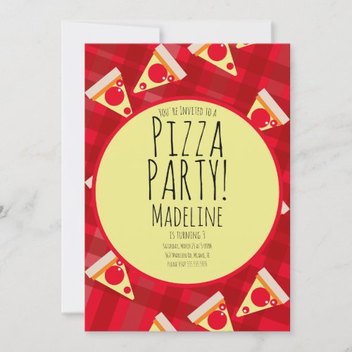 Bold Pizza Birthday Party Restaurant Invitation