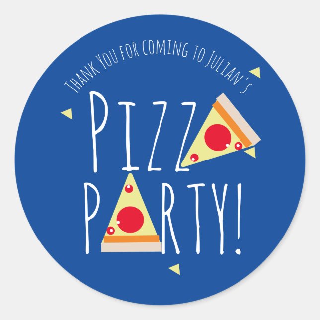Bold Pizza Birthday Party Restaurant  Thank You Classic Round Sticker (Front)