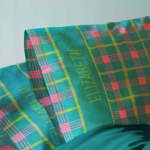 Bold Plaid Name Pillowcase