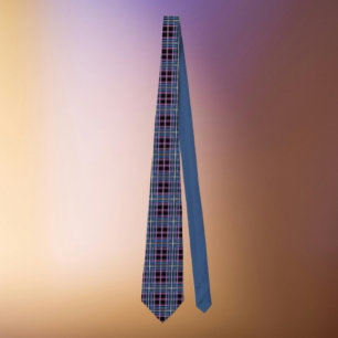 Bold Plaid Necktie – Black, Blue & Lavender Grid