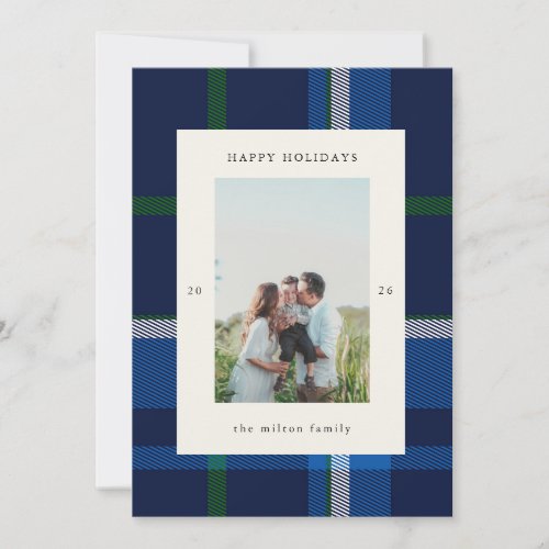 Bold Plaid Preppy Photo Holiday Card