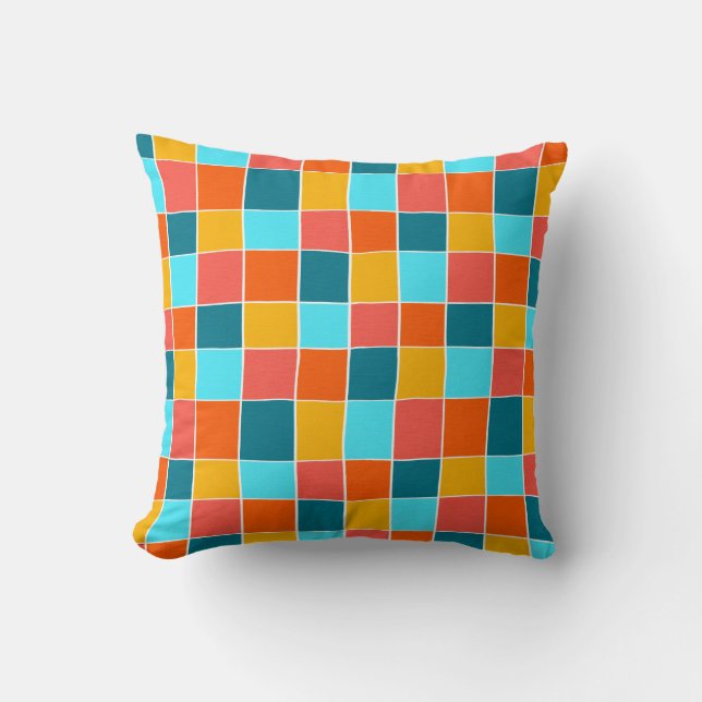 Bold Plaid Throw Pillow (Front)