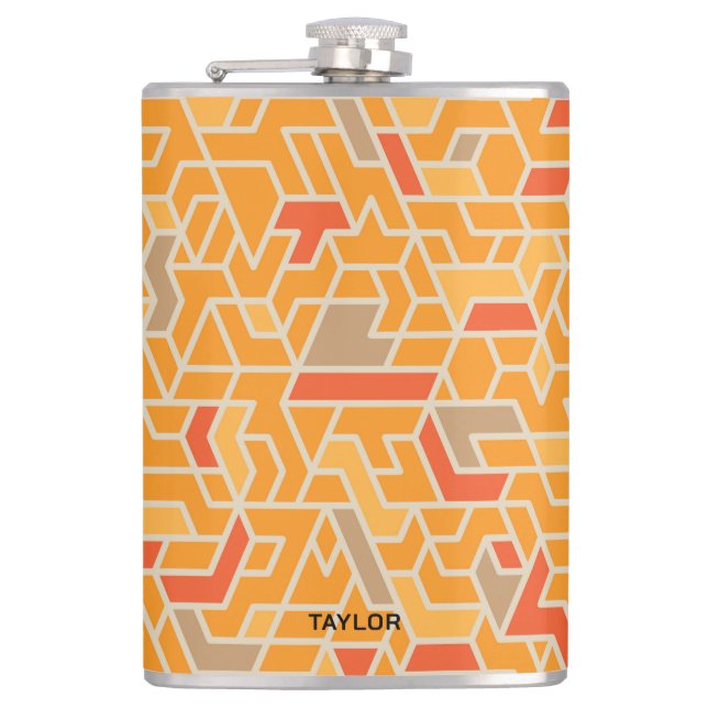 Bold & Playful Modern Geometric Pattern With Name Flask (Front)