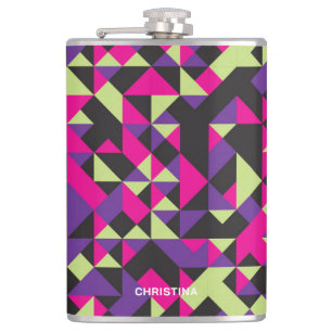 Bold & Playful Modern Geometric Pattern With Name Flask