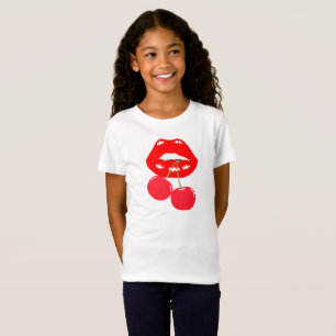  Bold & Playful Red Lips Tee for Girls