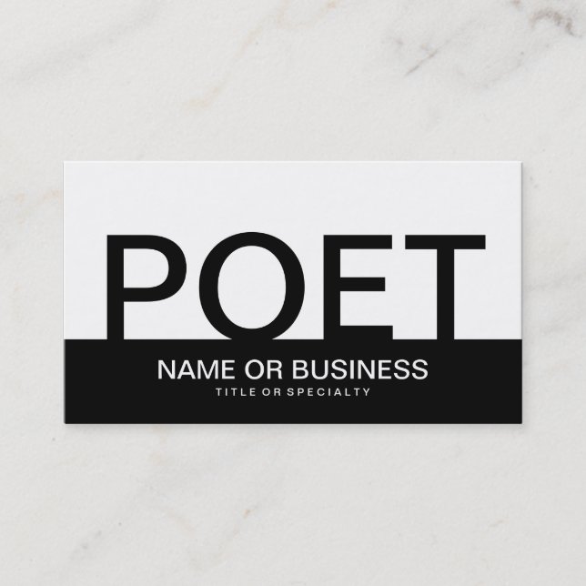 bold POET (color customizable) Business Card (Front)