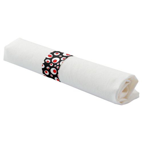 Bold Pop Art Abstract Red white Circles on black Napkin Bands