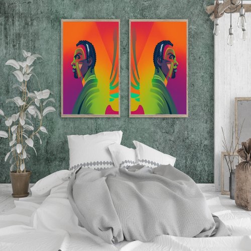 Bold Pop Art  African American Man With Locs Poster