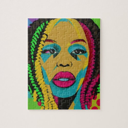 Bold Pop Art_African American Woman With Locs Jigsaw Puzzle