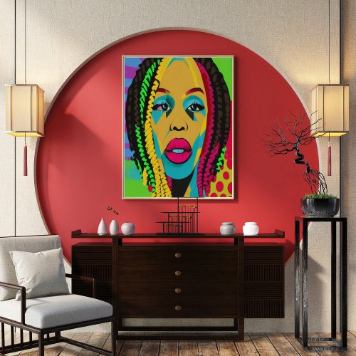 Bold Pop Art African American Woman With Locs Poster
