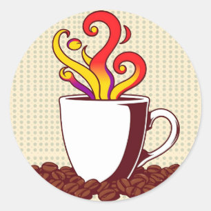 Bold Pop Art Coffee Cup Retro Classic Round Sticker