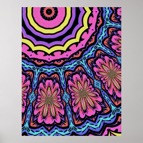 Bold Pop Art Mandala Collage Village Set A 012 Poster