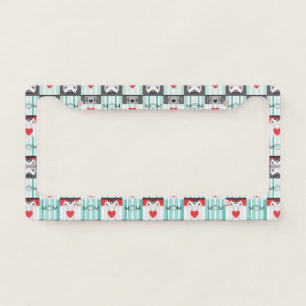 Bold Pop Art Mom with Retro Hearts & Stripes License Plate Frame
