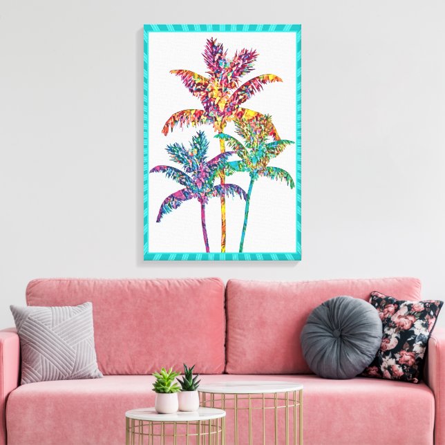 Bold Pop Art Palm Trees Tropical Design Canvas Print (Insitu(LivingRoom))