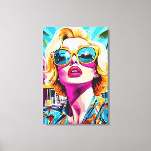 Bold Pop Art Portrait of Glamorous Woman Canvas Print
