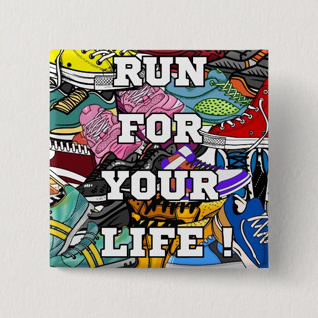 Bold Pop Art Runner Jogger Button (Front)