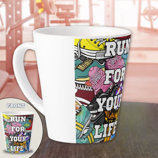 Bold Pop Art Runner Jogger Latte Mug (Creator Uploaded)