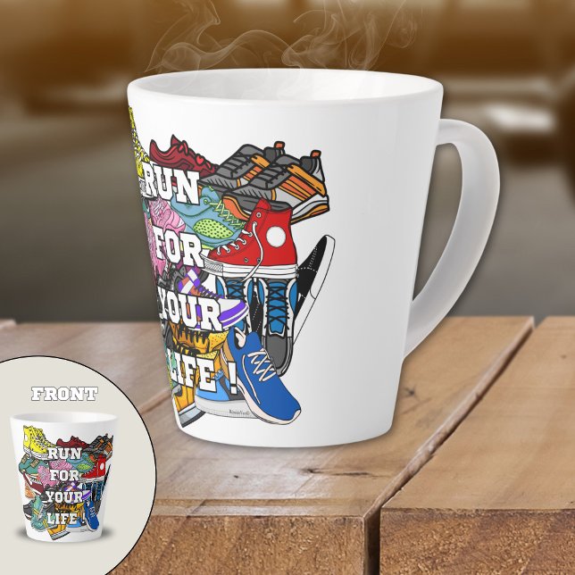 Bold Pop Art Runner Jogger Latte Mug (Creator Uploaded)
