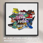 Bold Pop Art Runner Jogger Poster<br><div class="desc">"Bold Pop Art Runner Jogger" is a striking design featuring a vibrant collage of sneakers in bold and dynamic colors. Inspired by modern pop art aesthetics is ideal for runners, sneaker enthusiasts and contemporary art lovers. This design is perfect for t-shrits, accessories, home decor and more. Its lively composition adds...</div>