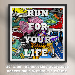 Bold Pop Art Runner Jogger Poster<br><div class="desc">"Bold Pop Art Runner Jogger" is a striking design featuring a vibrant collage of sneakers in bold and dynamic colors. Inspired by modern pop art aesthetics is ideal for runners, sneaker enthusiasts and contemporary art lovers. This design is perfect for t-shrits, accessories, home decor and more. Its lively composition adds...</div>