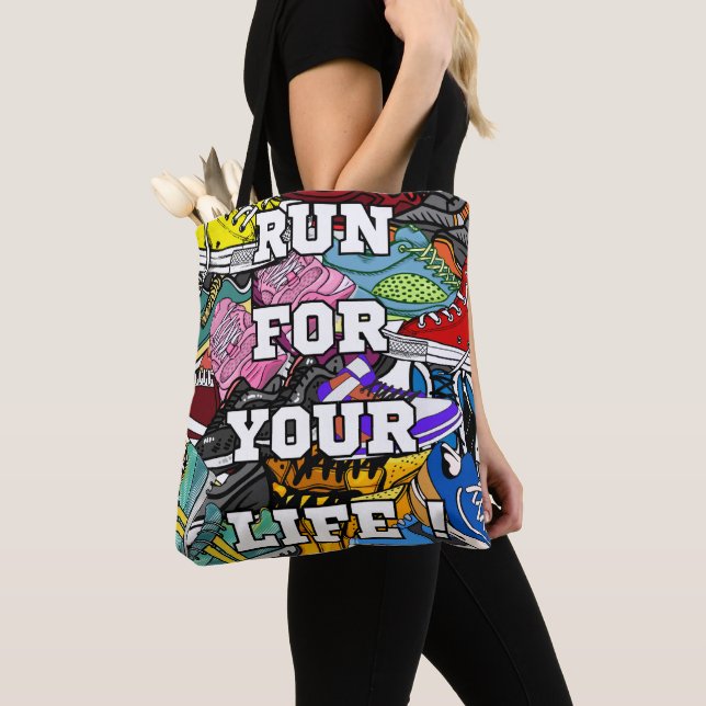 Bold Pop Art Runner Jogger Tote Bag (Close Up)