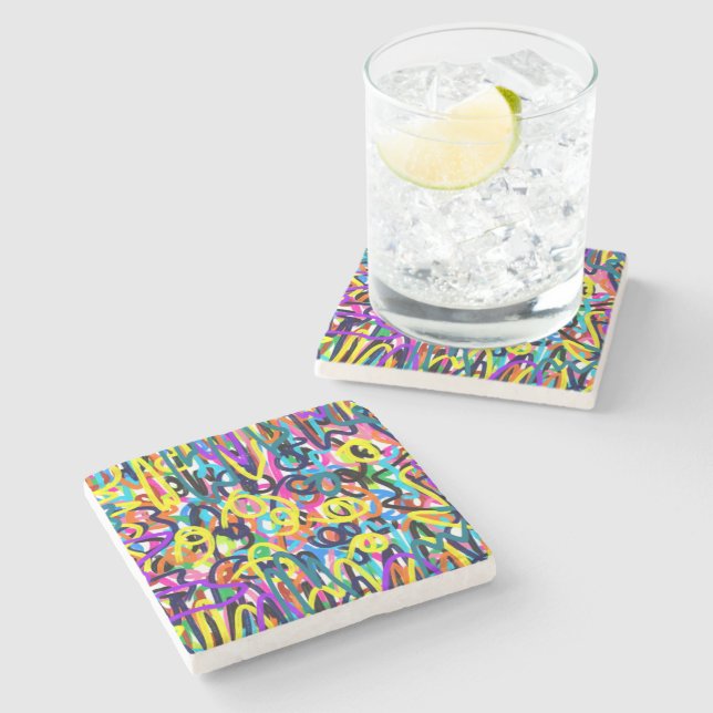 Bold Pop Art Stone Coaster (Side)