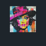 Bold Pop Art Stretched Canvas Print<br><div class="desc">🎨 Bold Pop Art Stretched Canvas Print – Urban Chic Statement Piece 🖼️✨ Bring the energy of pop art into your space with this vibrant and modern canvas print! Featuring a striking female portrait with a fusion of bright neon colors, newspaper textures, and urban collage elements, this artwork is perfect...</div>