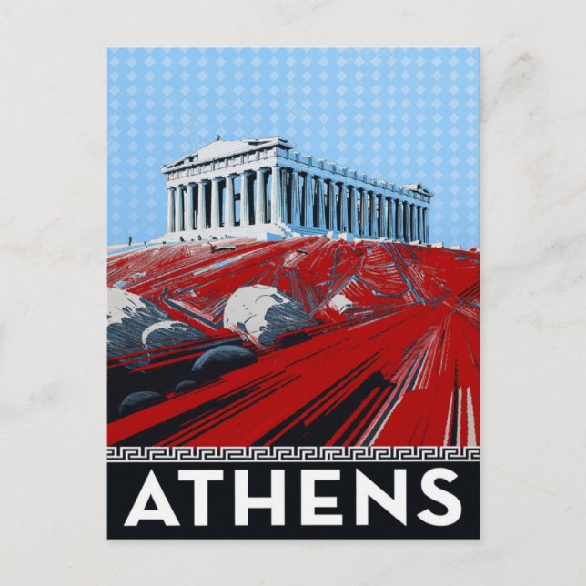 Bold Pop Art Style Athens Parthenon Greece Postcard (Front)